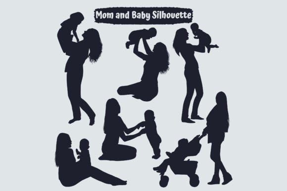 Mom and Baby Silhouettes Illustrator: Graphics and Illustrations